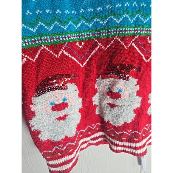 Santa Sequined Christmas Sweater Womens Large Festive Holiday Cozy Ho Ho Ho - Picture 4 of 12